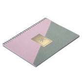 Elegant Green Pink Leather Monogram Notitieboek (Linkerzijde)