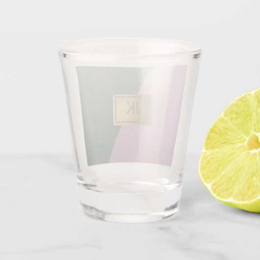 Elegant Green Pink Leather Monogram Shot Glas (Achterkant)