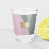 Elegant Green Pink Leather Monogram Shot Glas (Voorkant)