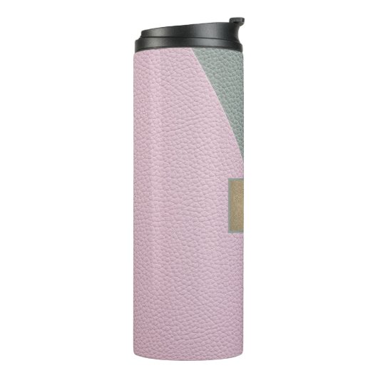 Elegant Green Pink Leather Monogram Thermosbeker (Gedraaid links)