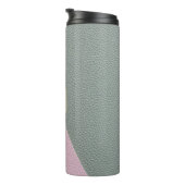 Elegant Green Pink Leather Monogram Thermosbeker (Geroteerd rechts)