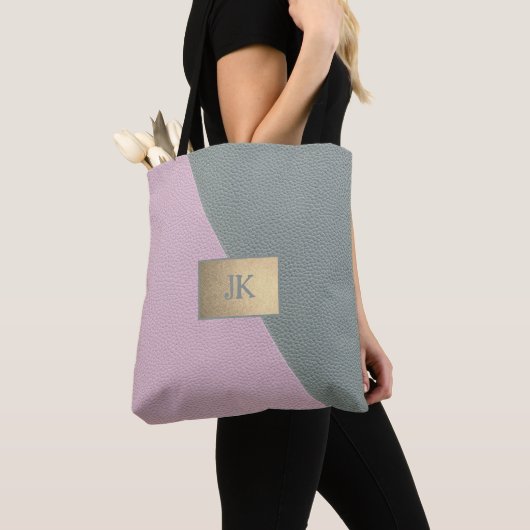 Elegant Green Pink Leather Monogram Tote Bag (Dichtbij)
