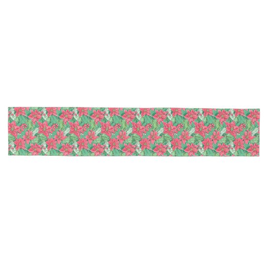 Elegant green pink preppy Christmas table runner Medium Tafelloper (Horizontaal)