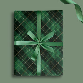 Elegant Green Plaid Christmas Holiday Inpakpapier Vel