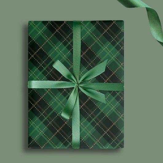 Elegant Green Plaid Christmas Holiday Inpakpapier Vel