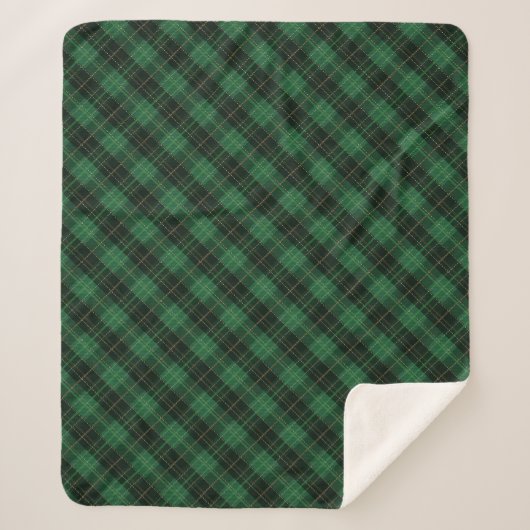 Elegant Green Plaid Christmas Sherpa Deken (Voorkant)
