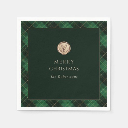 Elegant Green Plaid Merry Christmas Holiday Party  Servet (Voorkant)