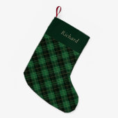 Elegant Green Plaid Personalized  Kleine Kerstsok (Voorkant (Hangend))
