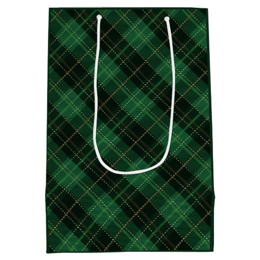 Elegant green plaid personalized medium cadeauzakje (Achterkant)