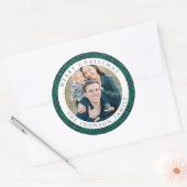 Elegant Green Plaid Photo Christmas Ronde Sticker (Envelop)