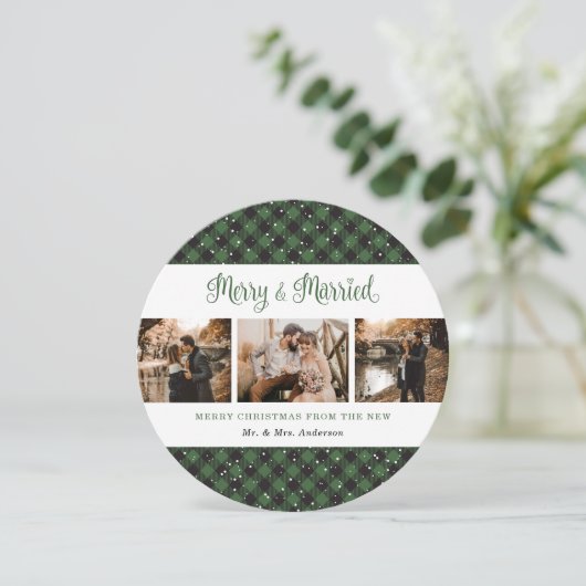 Elegant Green Plays Passen getrouwd Kaarten kerst (Staand voorkant)