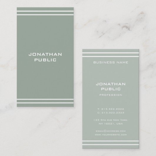 Elegant Green Professional Modern Simple Sjabloon Visitekaartje (Voorkant / Achterkant)