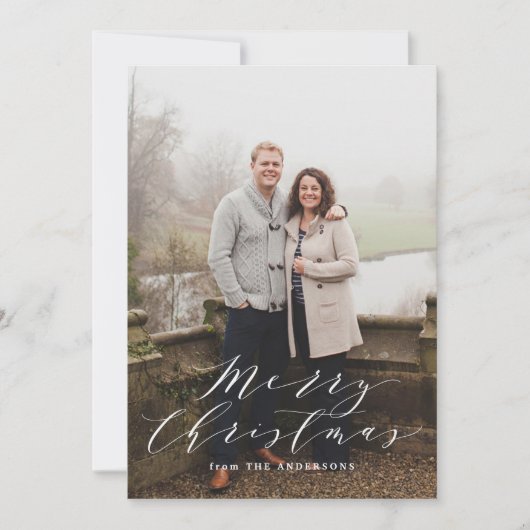 Elegant Green Pset Foto Feestdagenkaart (Voorkant)