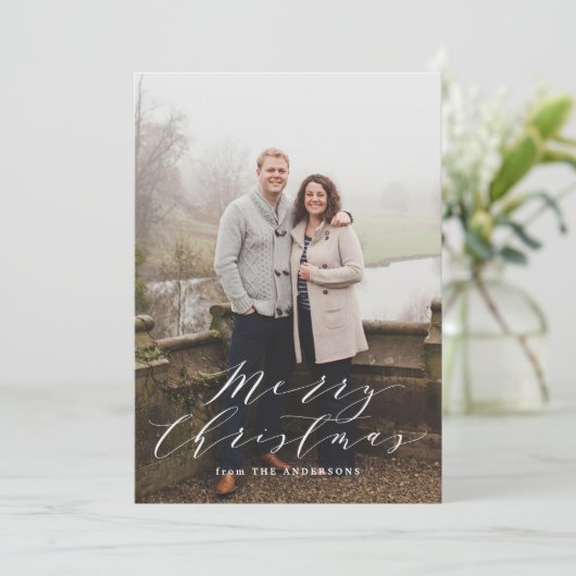 Elegant Green Pset Foto Feestdagenkaart (Staand voorkant)