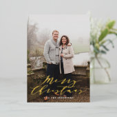 Elegant Green Pset Foto Folie Feestdagenkaart (Staand Voorkant)