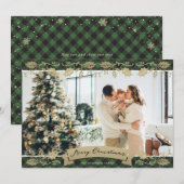 Elegant Green Pset Photo Merry Kerstry Feestdagenkaart (Voorkant / Achterkant)