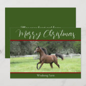 Elegant Green Red Arabian Horse 1 Feestdagenkaart (Voorkant / Achterkant)