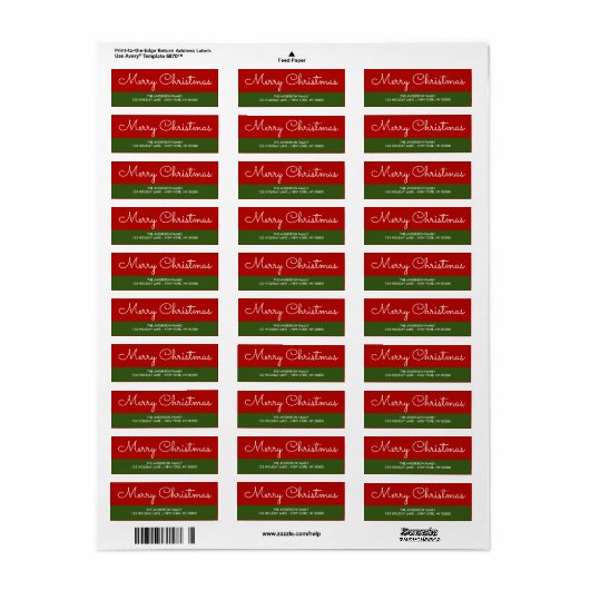 Elegant Green Red kerstretour Label (Full Sheet)