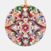 ELEGANT GREEN RED PINK BLUE FLORAL FANTASY KERAMISCH ORNAMENT (Voorkant)
