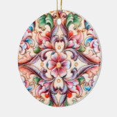 ELEGANT GREEN RED PINK BLUE FLORAL FANTASY KERAMISCH ORNAMENT (Links)