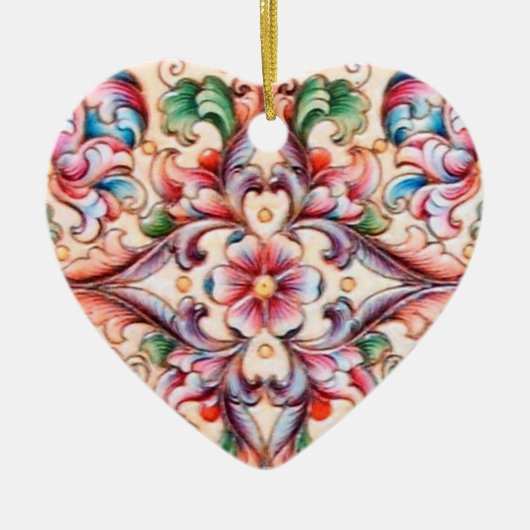 ELEGANT GREEN RED PINK BLUE FLORAL FANTASY KERAMISCH ORNAMENT (Voorkant)