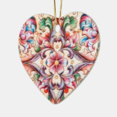 ELEGANT GREEN RED PINK BLUE FLORAL FANTASY KERAMISCH ORNAMENT (Links)