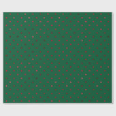 Elegant Green Red Polkadots kerstmis Cadeaupapier (Vlak)