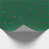 Elegant Green Red Polkadots kerstmis Cadeaupapier (Hoek)