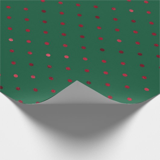 Elegant Green Red Polkadots kerstmis Cadeaupapier (Hoek)