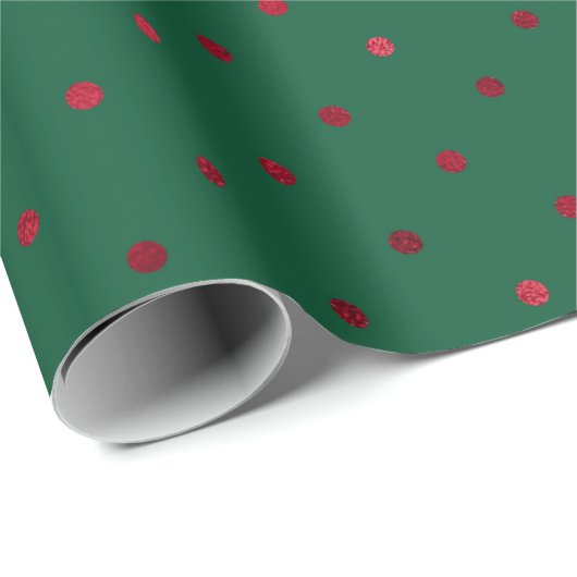 Elegant Green Red Polkadots kerstmis Cadeaupapier (Rol Hoek)