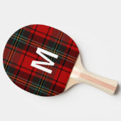 Elegant green & red tartan plaid Personalized  Tafeltennisbatje (Zijkant)
