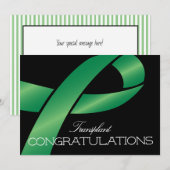 Elegant Green Ribbon Transplant Gefeliciteerd Notitiekaartje (Voorkant / Achterkant)