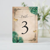 Elegant Green Roos Gold Black Table Number kaarten (Staand voorkant)