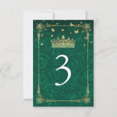 Elegant Green Roos Gold Black Table Number kaarten (Achterkant)