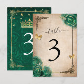 Elegant Green Roos Gold Black Table Number kaarten (Voorkant / Achterkant)