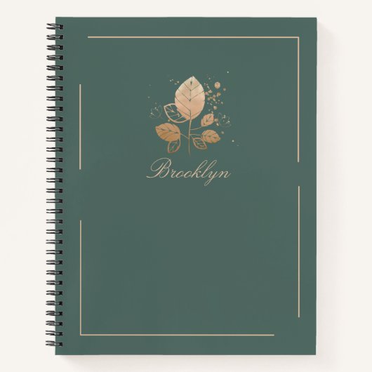 Elegant Green & Roos Gold Floral, speciaal aangepa Notitieboek (Voorkant)