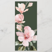 Elegant Green Roos Waterverf Magnolia Wedding Menu (Achterkant)