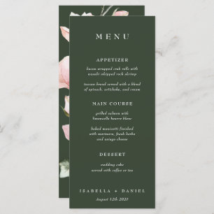 Elegant Green Roos Waterverf Magnolia Wedding Menu