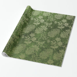 Elegant green royal damask floral cadeaupapier