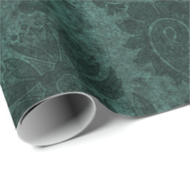 Elegant green royal damask floral cadeaupapier