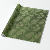 Elegant green royal damask floral cadeaupapier (Uitgerold)