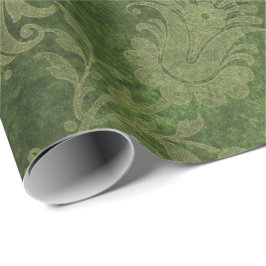 Elegant green royal damask floral cadeaupapier