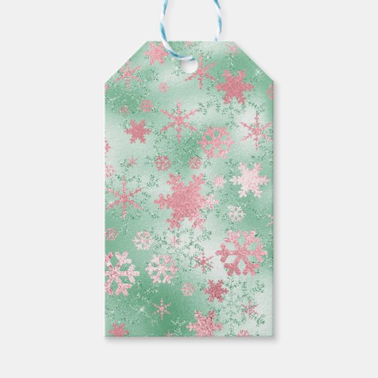 Elegant Green Roze kerstboomschilderpatroon Cadeaulabel (Voorkant)