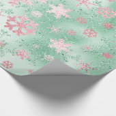 Elegant Green & Roze kerstboomschilderpatroon Cadeaupapier (Hoek)
