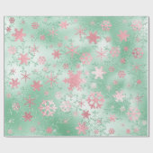 Elegant Green & Roze kerstboomschilderpatroon Cadeaupapier (Vlak)