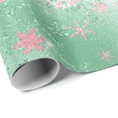 Elegant Green & Roze kerstboomschilderpatroon Cadeaupapier (Rol Hoek)