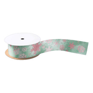 Elegant Green Roze kerstboomschilderpatroon Satijnen Lint