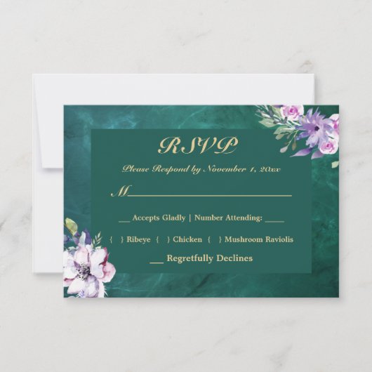 Elegant Green RSVP Kaartje (Voorkant)