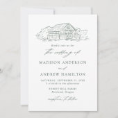 Elegant Green Rustic Barn Wedding Kaart (Voorkant)