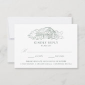Elegant Green Rustic Barn Wedding Meal Choice RSVP Kaartje (Voorkant)